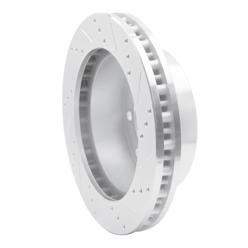 Ford F-250 Super Duty Brake Rotor (1) - Front Left - R1 Concepts - Drilled & Slotted - Silver - `99-`05